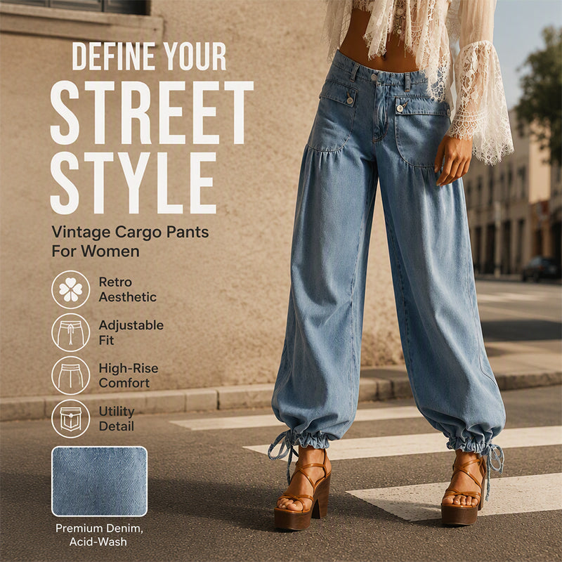 Women's Loose-Fit Jeans with Drawstring Hem
