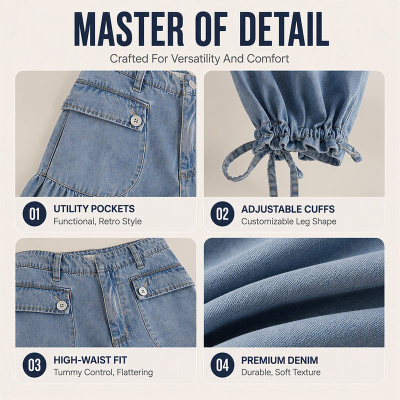 Women's Loose-Fit Jeans with Drawstring Hem