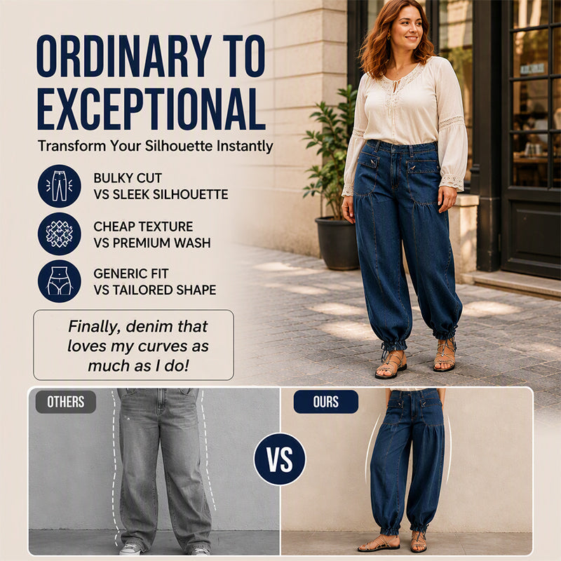 Women's Loose-Fit Jeans with Drawstring Hem