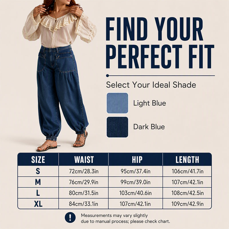 Women's Loose-Fit Jeans with Drawstring Hem