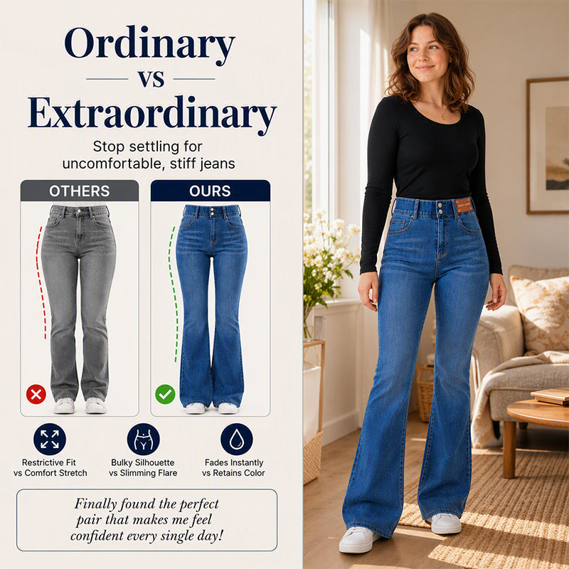Women's High Elastic Waist Flare Jeans