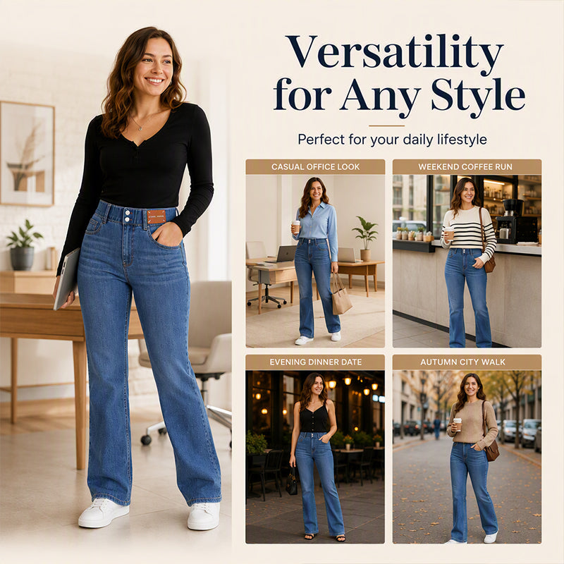 Women's High Elastic Waist Flare Jeans