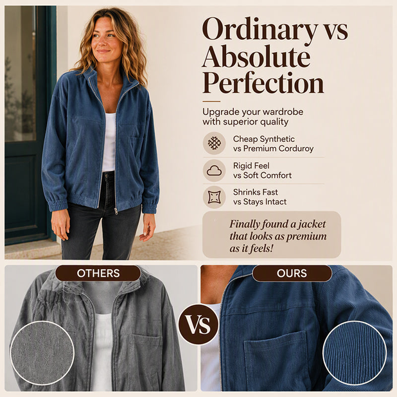 Women's Casual Corduroy Hooded Jacket