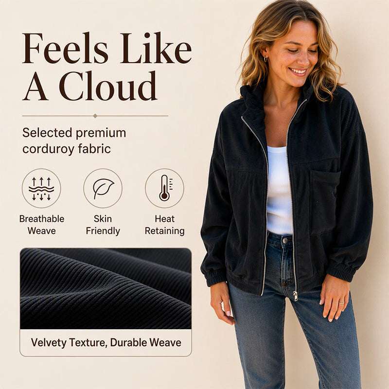 Women's Casual Corduroy Hooded Jacket