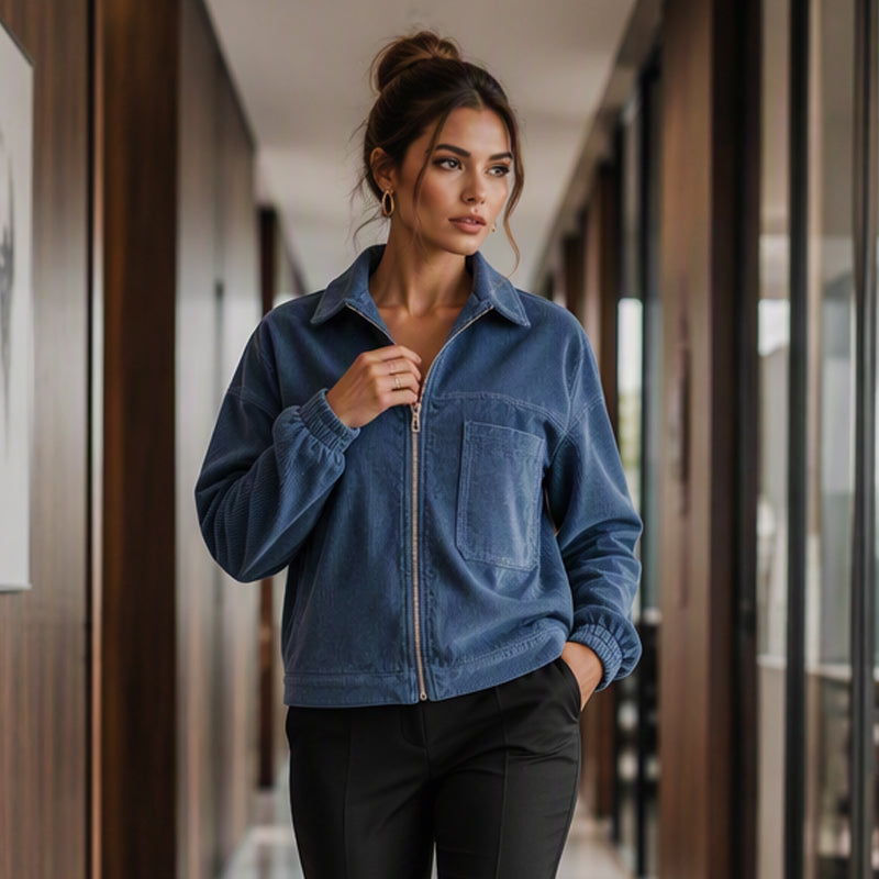 Women's Casual Corduroy Hooded Jacket