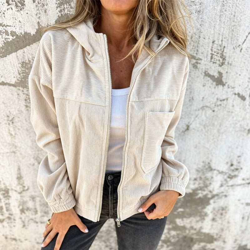 Women's Casual Corduroy Hooded Jacket