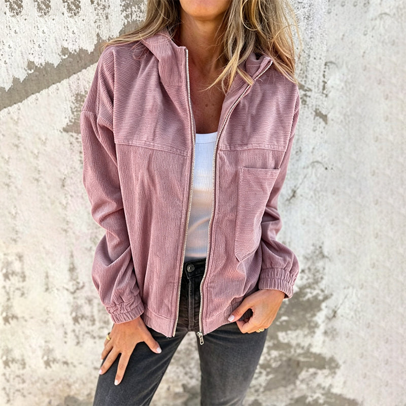 Women's Casual Corduroy Hooded Jacket