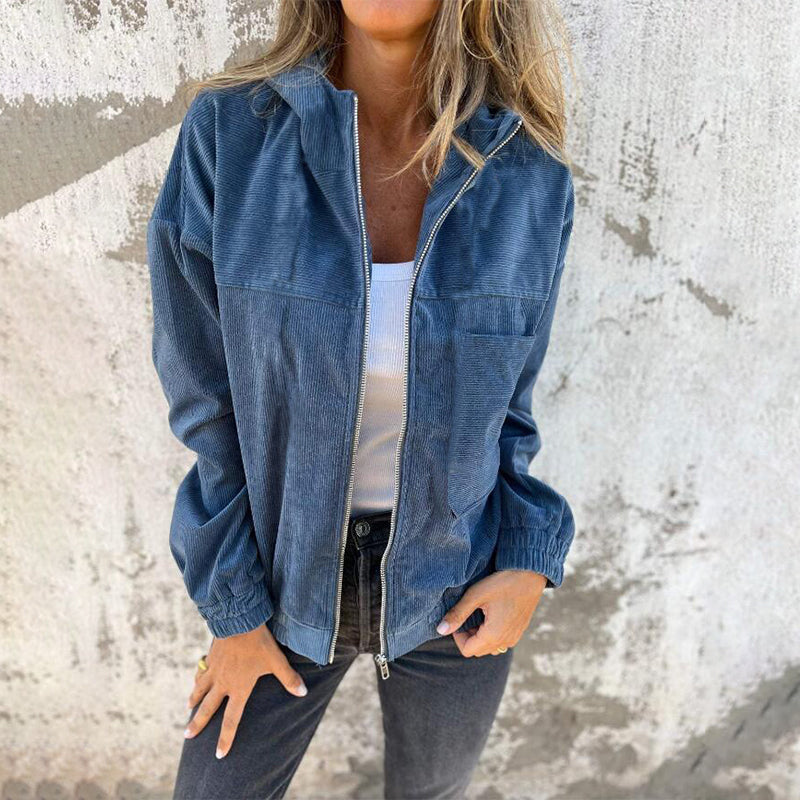 Women's Casual Corduroy Hooded Jacket