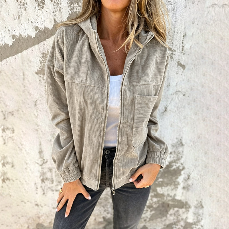 Women's Casual Corduroy Hooded Jacket