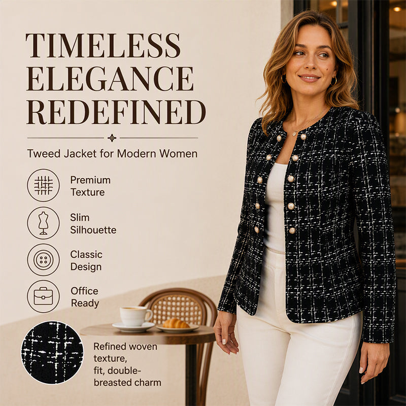 Women's Vintage Slim-Fit Tweed Jacket