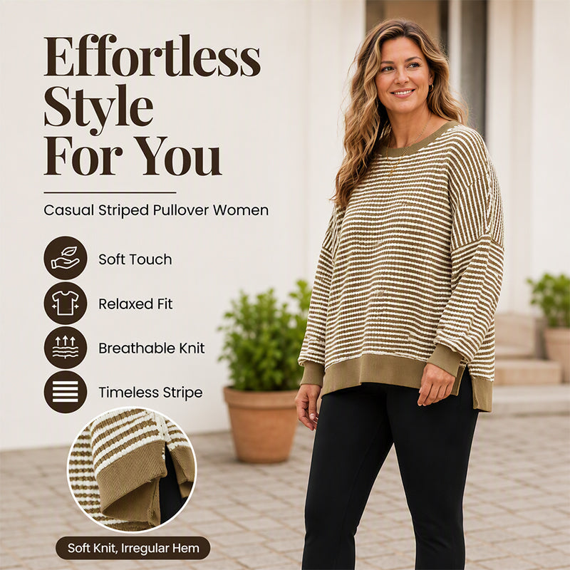 Women's Casual Loose Striped Sweatshirt