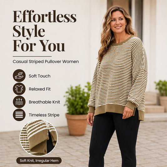 Women's Casual Loose Striped Sweatshirt