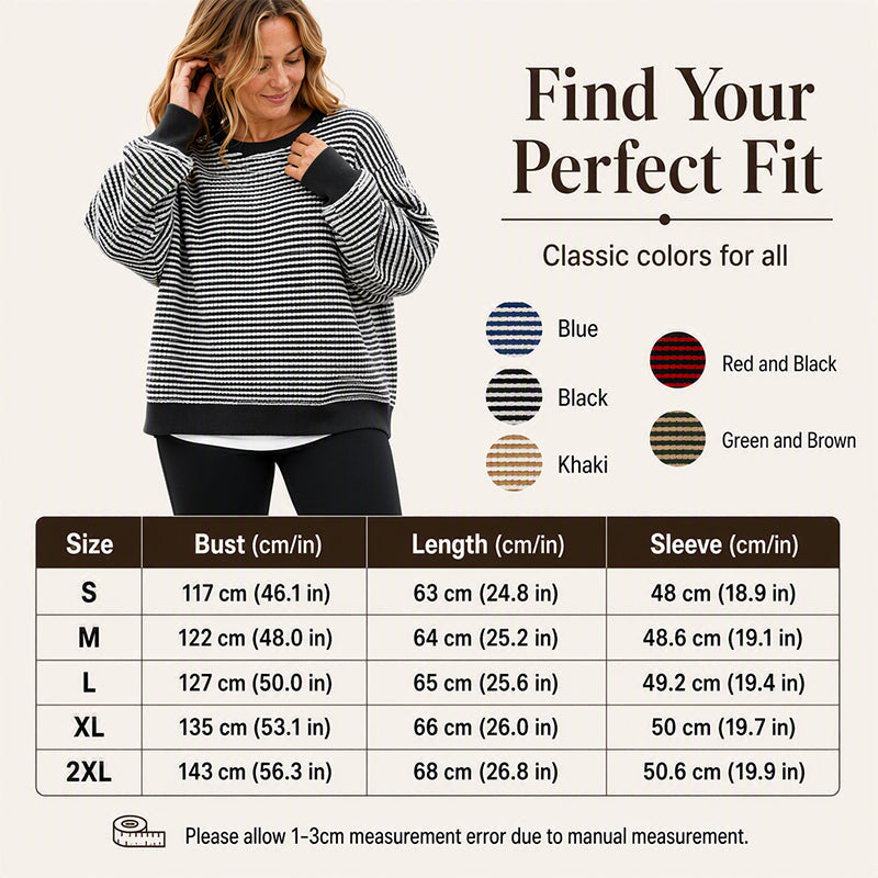Women's Casual Loose Striped Sweatshirt