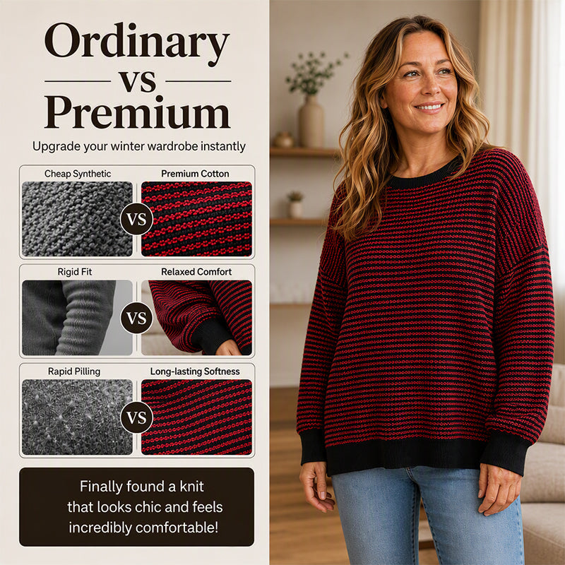 Women's Casual Loose Striped Sweatshirt