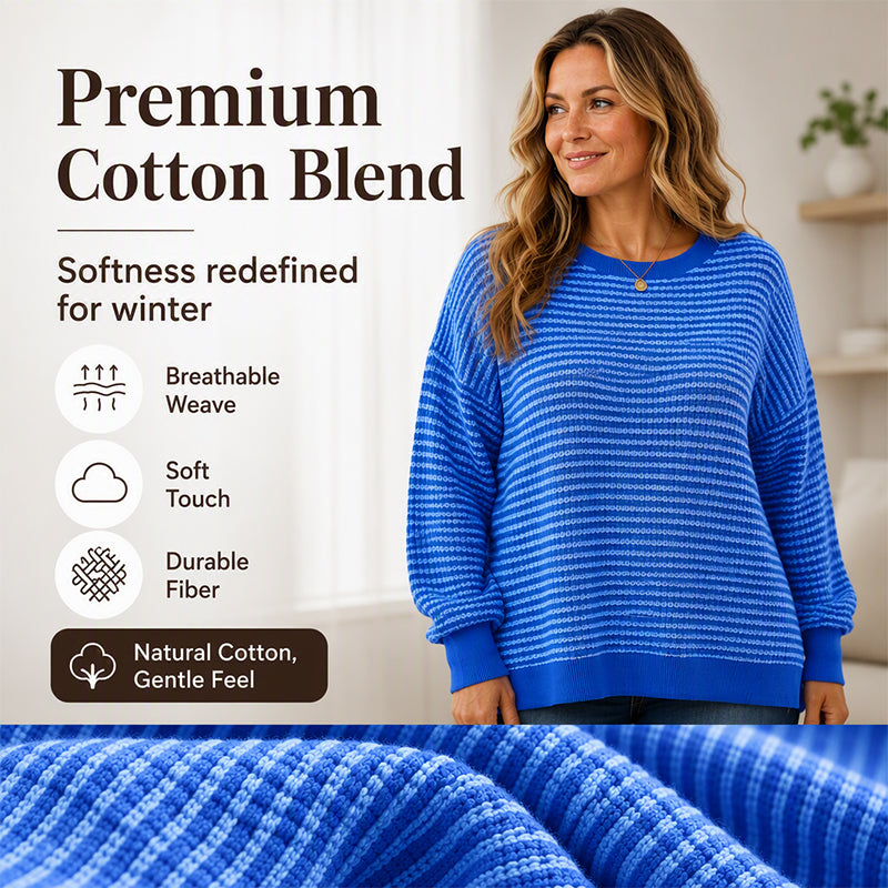 Women's Casual Loose Striped Sweatshirt