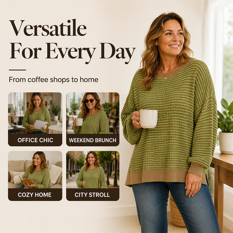Women's Casual Loose Striped Sweatshirt