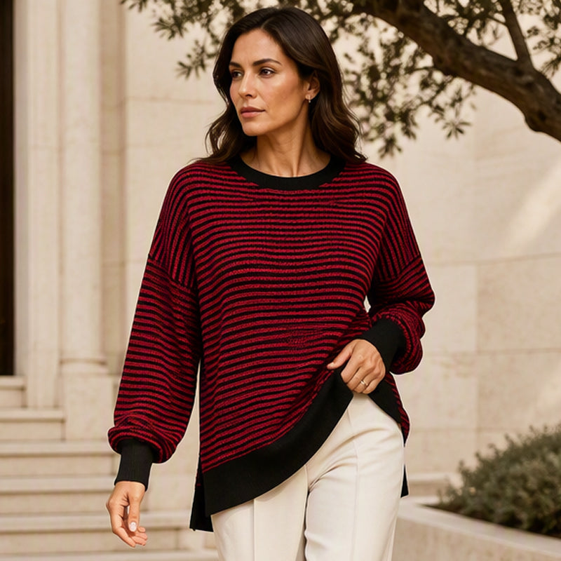 Women's Casual Loose Striped Sweatshirt