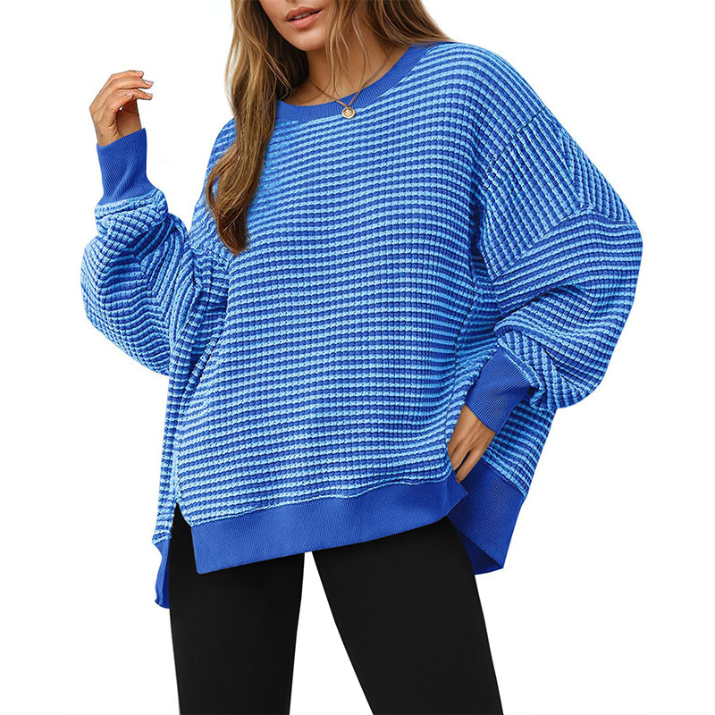 Women's Casual Loose Striped Sweatshirt