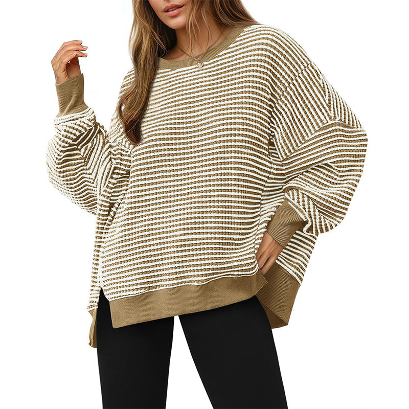 Women's Casual Loose Striped Sweatshirt