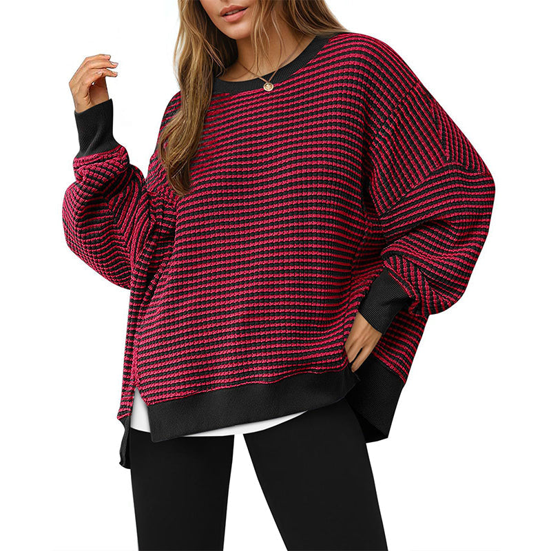 Women's Casual Loose Striped Sweatshirt