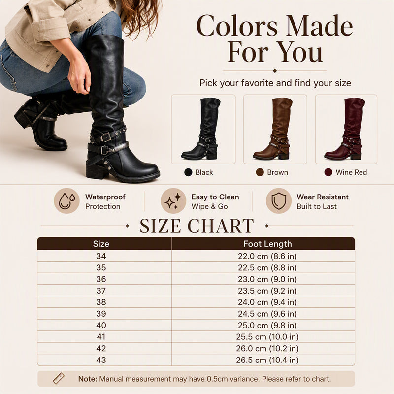 Women's Retro Buckle Strap Tall Boots