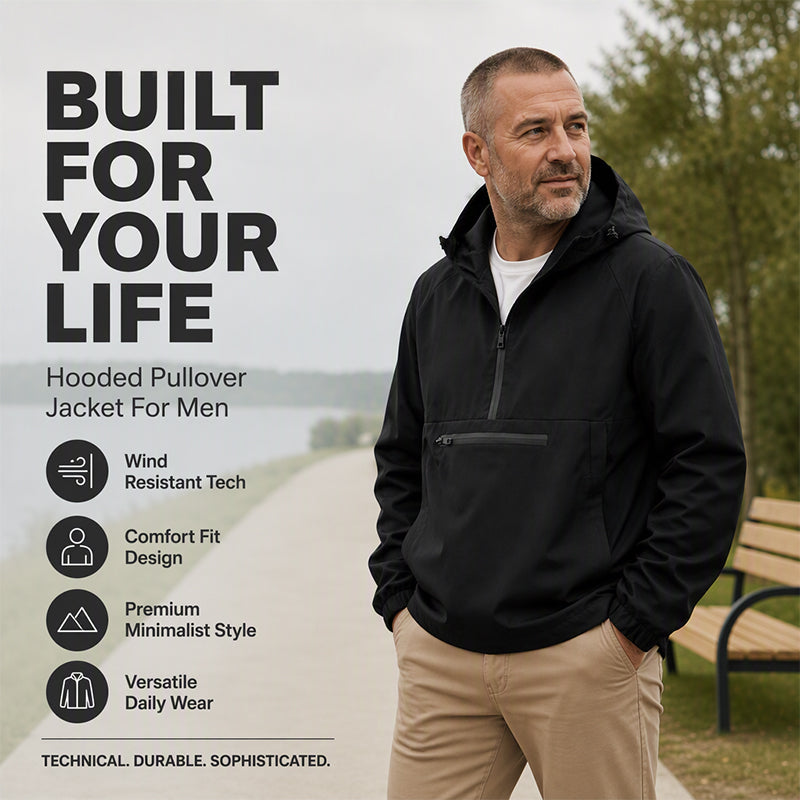 Men's Casual Half-Zip Hooded Jacket