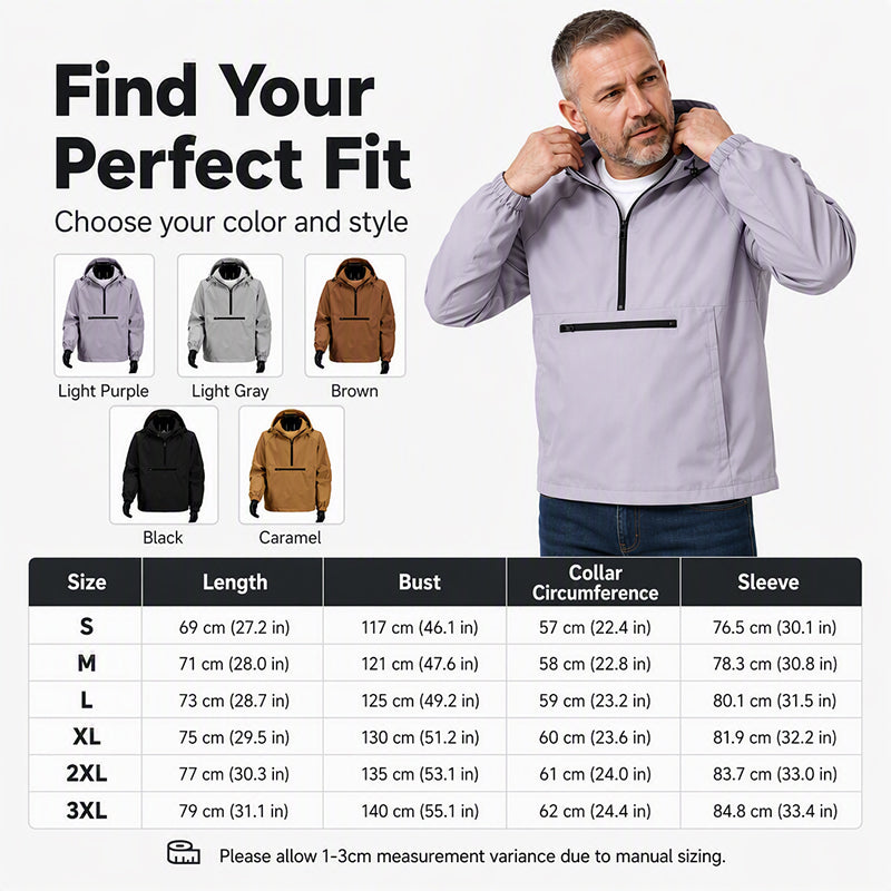 Men's Casual Half-Zip Hooded Jacket