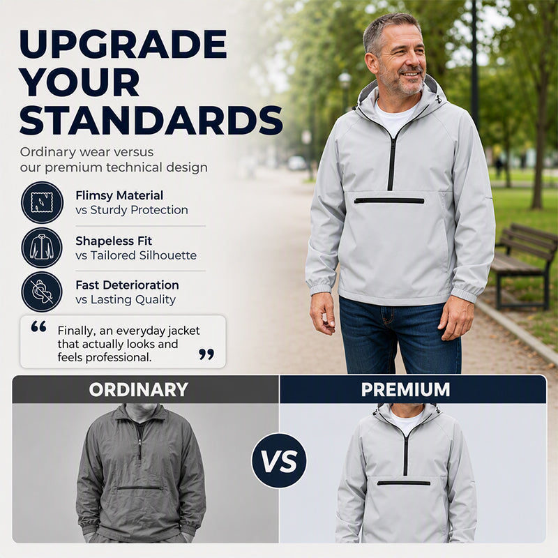 Men's Casual Half-Zip Hooded Jacket