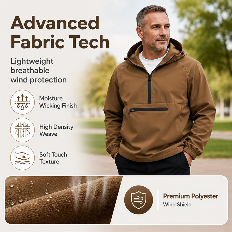 Men's Casual Half-Zip Hooded Jacket