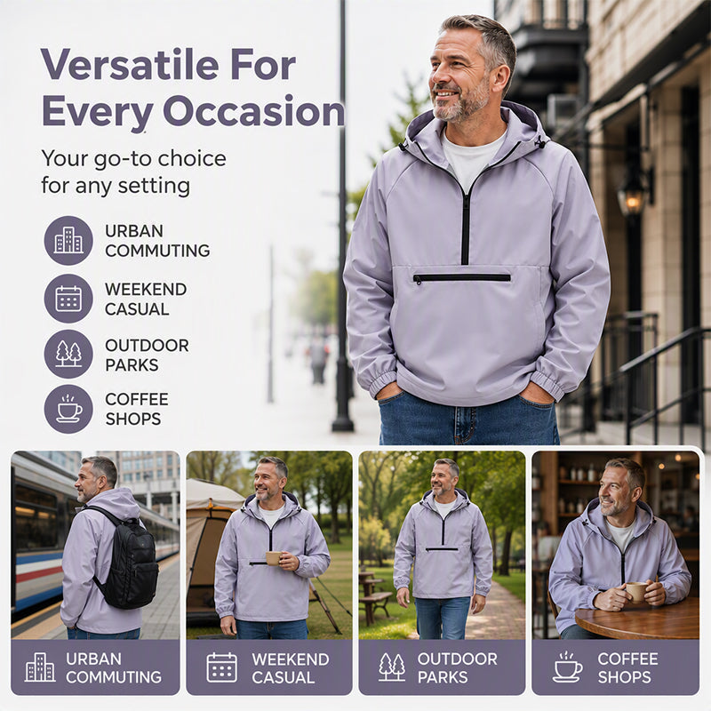 Men's Casual Half-Zip Hooded Jacket