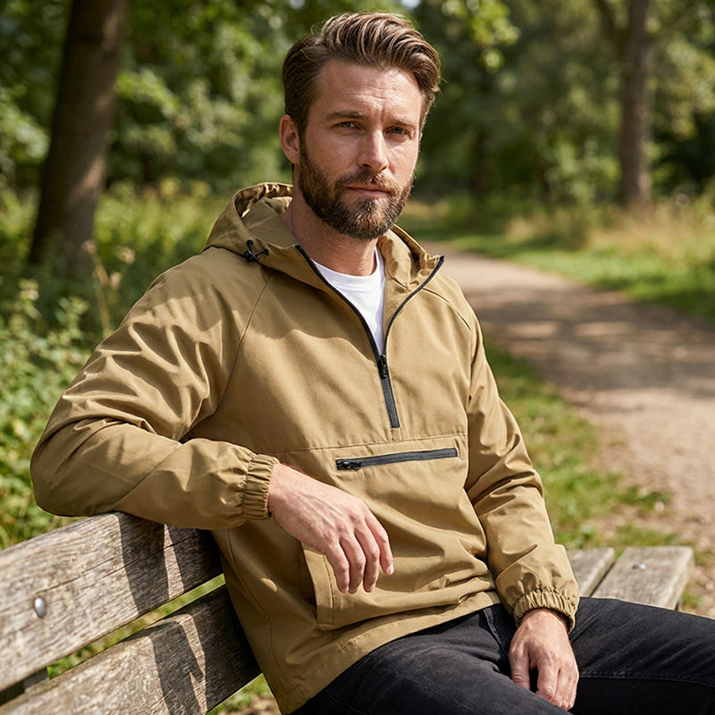 Men's Casual Half-Zip Hooded Jacket