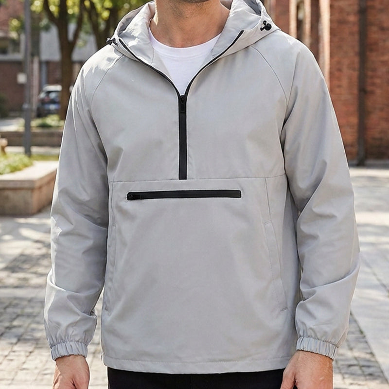 Men's Casual Half-Zip Hooded Jacket