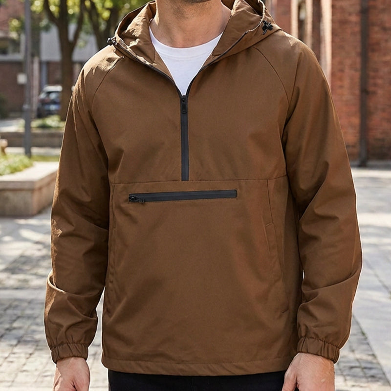 Men's Casual Half-Zip Hooded Jacket