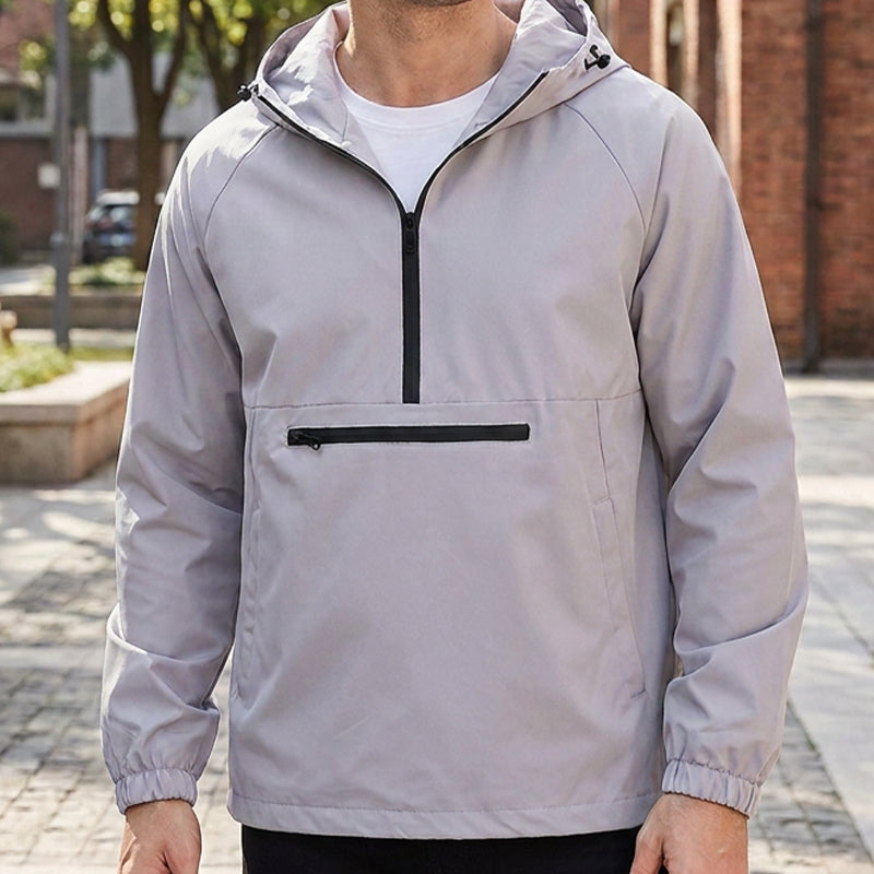 Men's Casual Half-Zip Hooded Jacket
