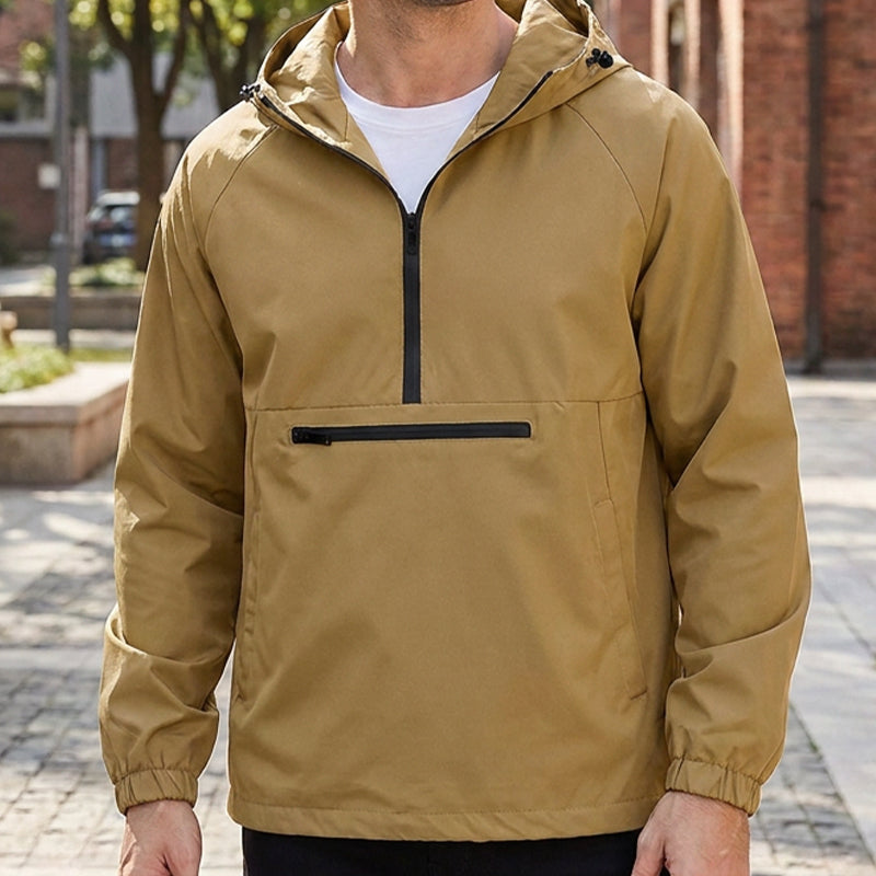 Men's Casual Half-Zip Hooded Jacket