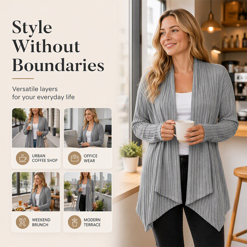Women's Casual Draped Open Front Cardigan