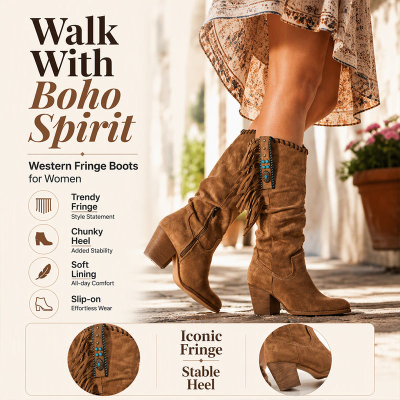 Women's Slouchy Knee-High Fringe Boots