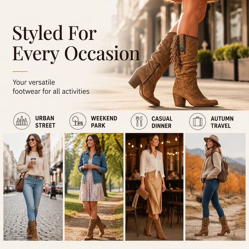 Women's Slouchy Knee-High Fringe Boots