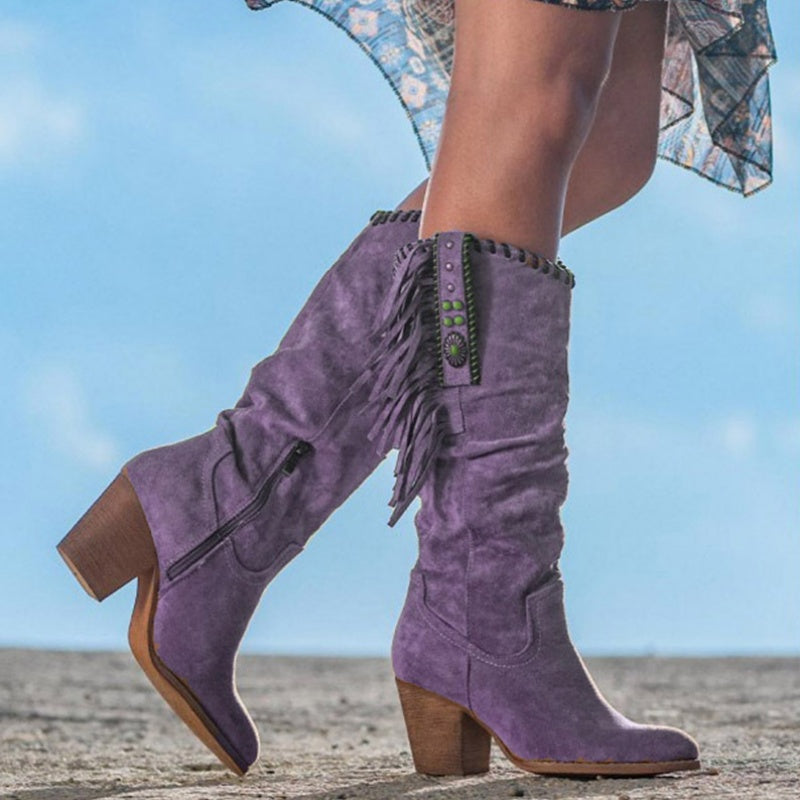 Women's Slouchy Knee-High Fringe Boots