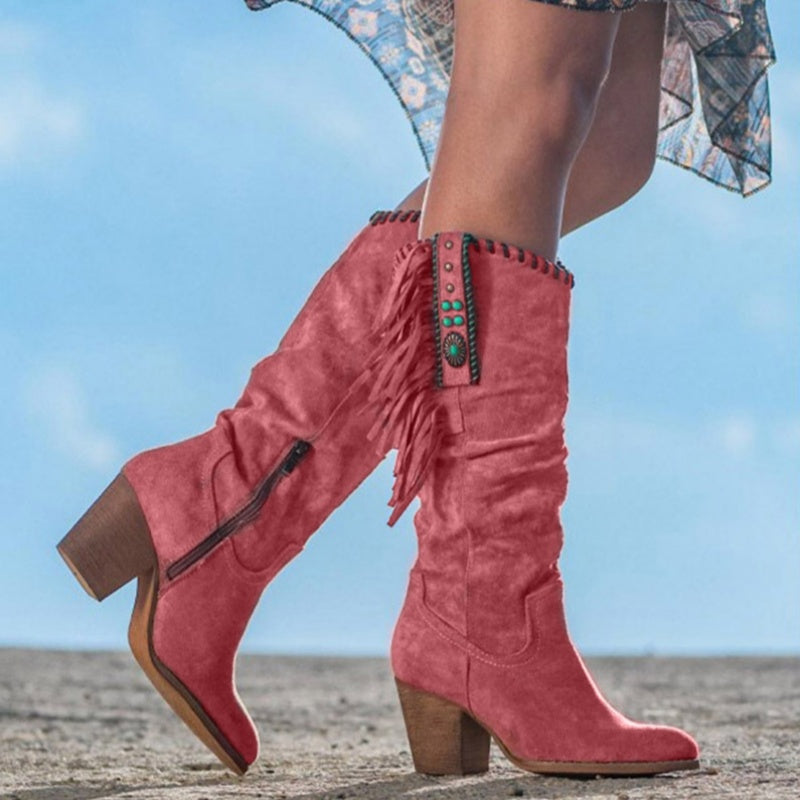Women's Slouchy Knee-High Fringe Boots