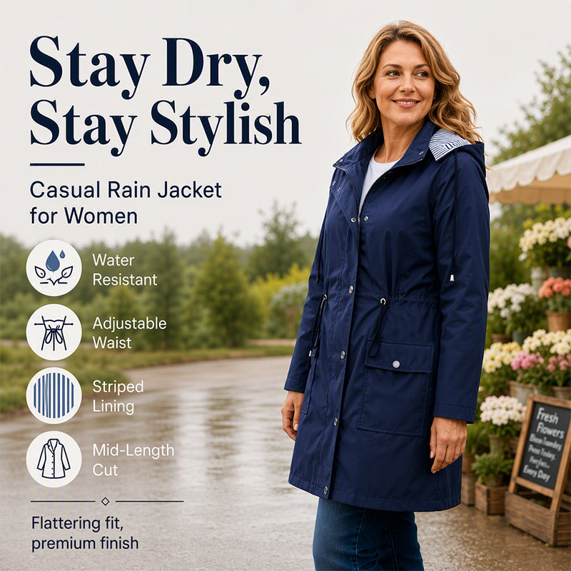 Women's Waterproof Hooded Mid-Length Jacket