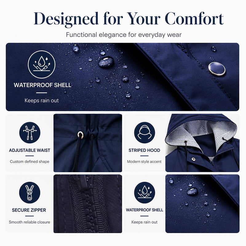Women's Waterproof Hooded Mid-Length Jacket
