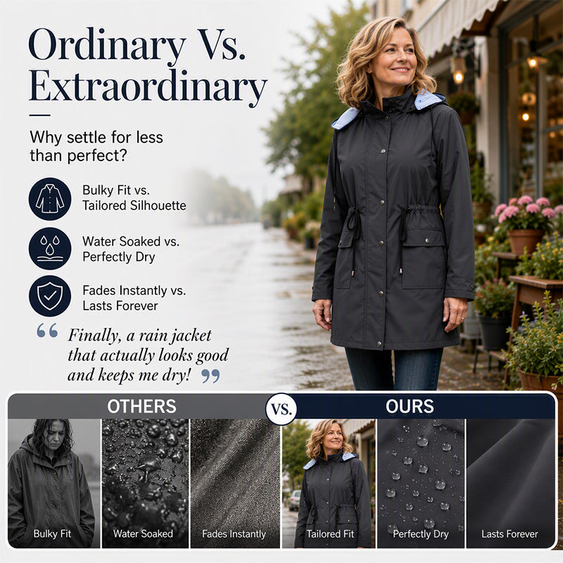 Women's Waterproof Hooded Mid-Length Jacket