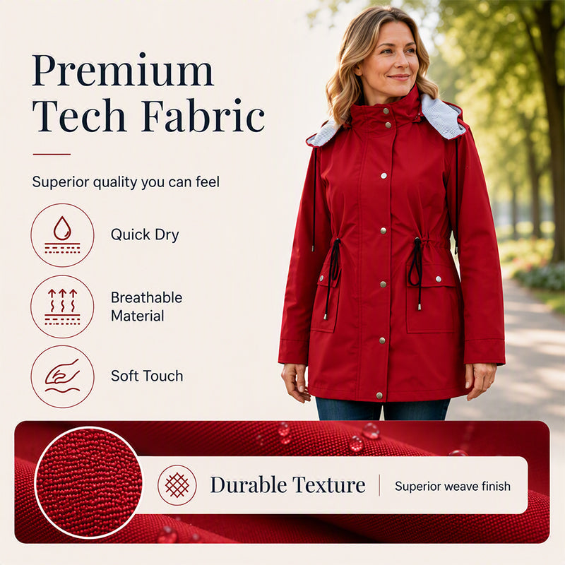 Women's Waterproof Hooded Mid-Length Jacket