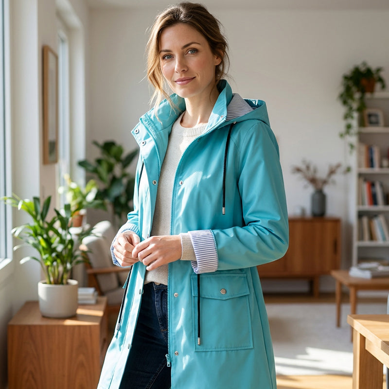 Women's Waterproof Hooded Mid-Length Jacket