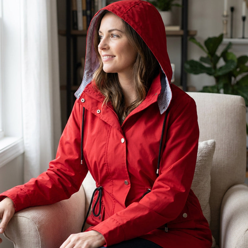 Women's Waterproof Hooded Mid-Length Jacket