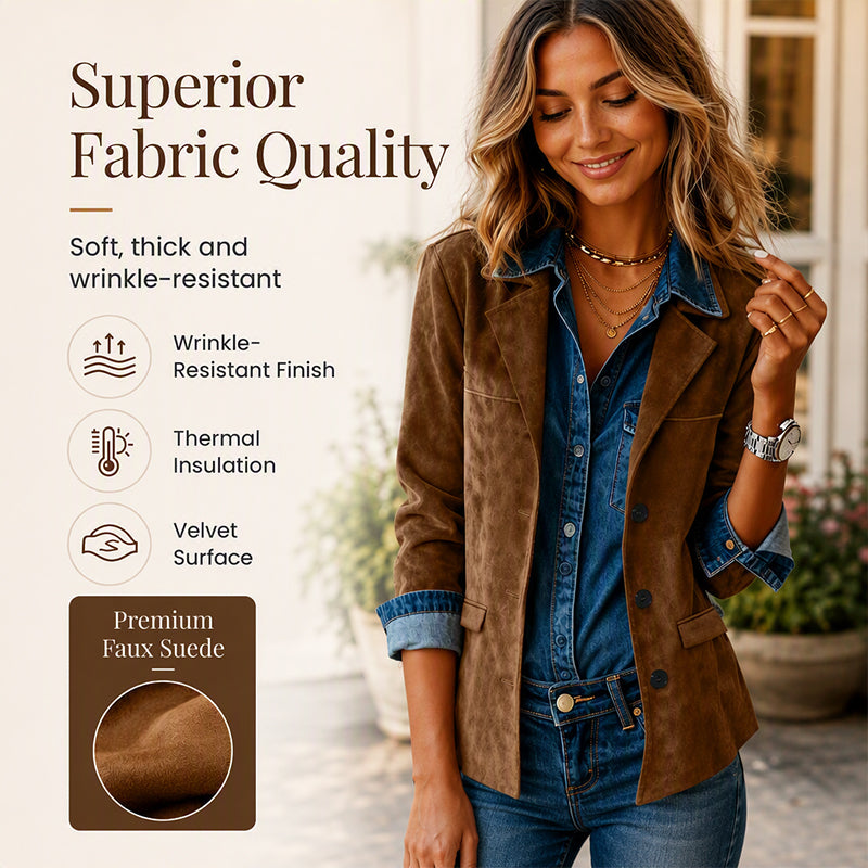 Women's Faux Suede Blazer Jacket