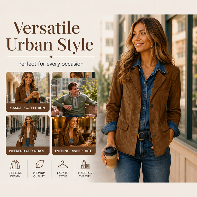 Women's Faux Suede Blazer Jacket