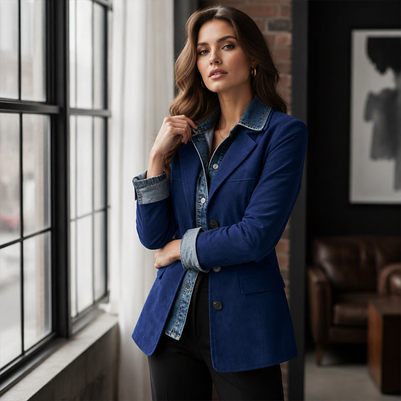 Women's Faux Suede Blazer Jacket
