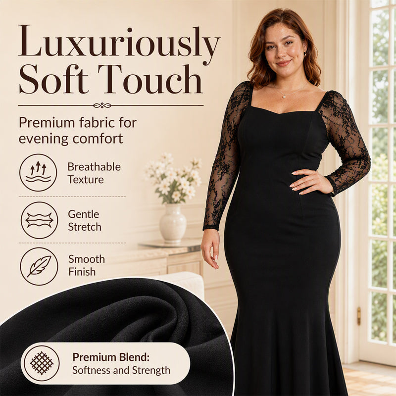 Women's Plus Size Square Neck Lace Dress